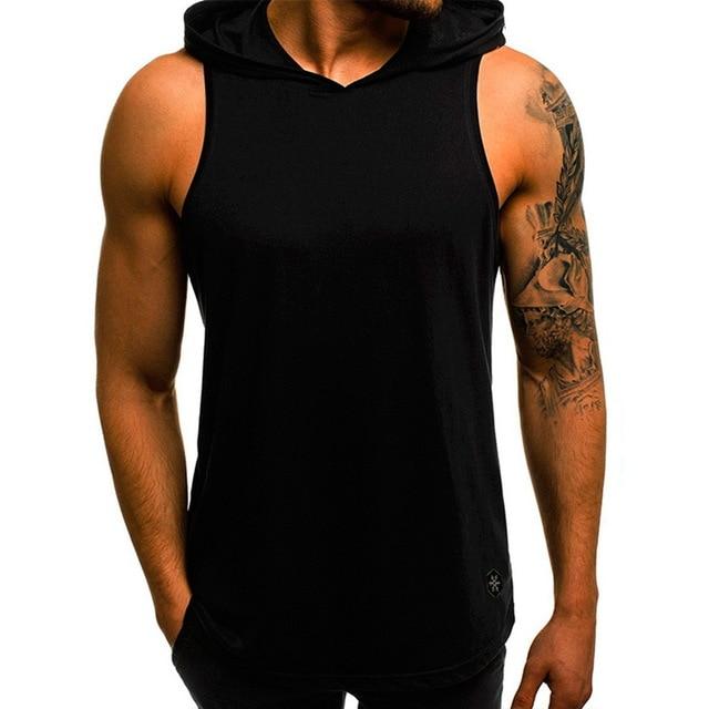 Men's Sleeveless Hooded Tops Streetwear Men Tank Tops