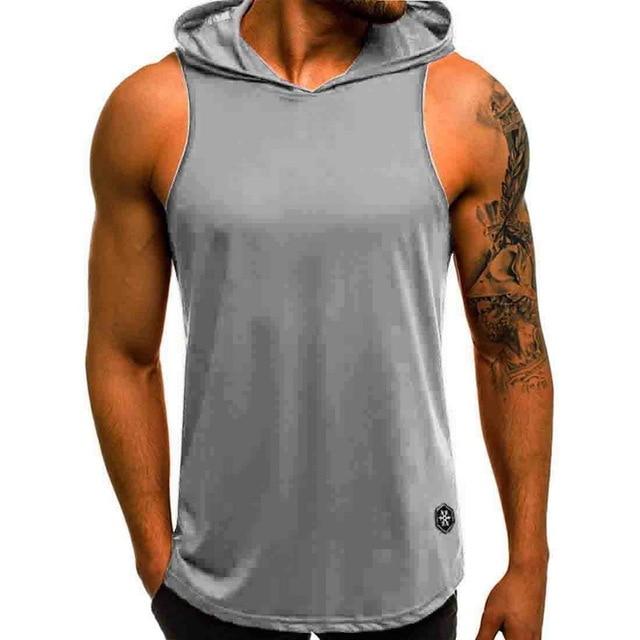 Men's Sleeveless Hooded Tops Streetwear Men Tank Tops