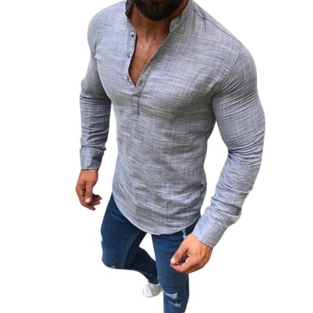 Polo Shirt streetwear Casual Long Sleeve V Neck Solid Color