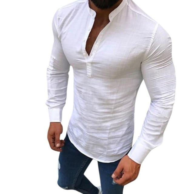 Polo Shirt streetwear Casual Long Sleeve V Neck Solid Color