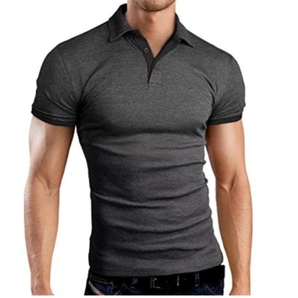 Men Classic Slim Tops Plus Size Causal Shirt Short Sleeve