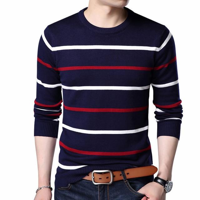 Pullover Men Brand Clothing Autumn Winter Wool Slim fit