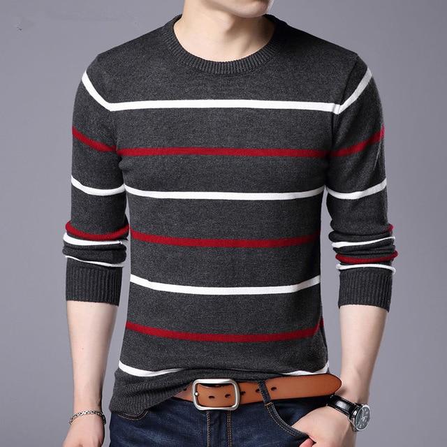 Pullover Men Brand Clothing Autumn Winter Wool Slim fit