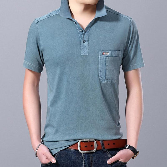 Summer Shirt Men's Solid Color Slim Fit Short Sleeve