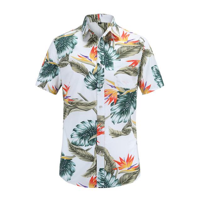 New Arrival Men Fashion Brand Summer Leaves Flower Print Loose