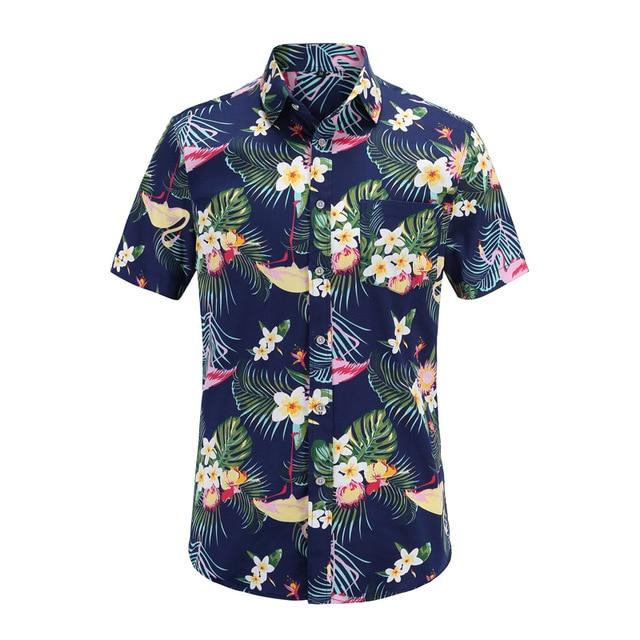 New Arrival Men Fashion Brand Summer Leaves Flower Print Loose