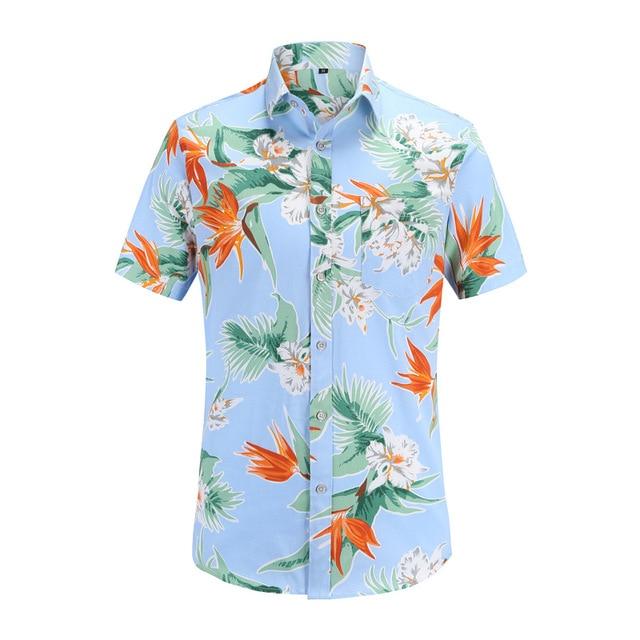 New Arrival Men Fashion Brand Summer Leaves Flower Print Loose
