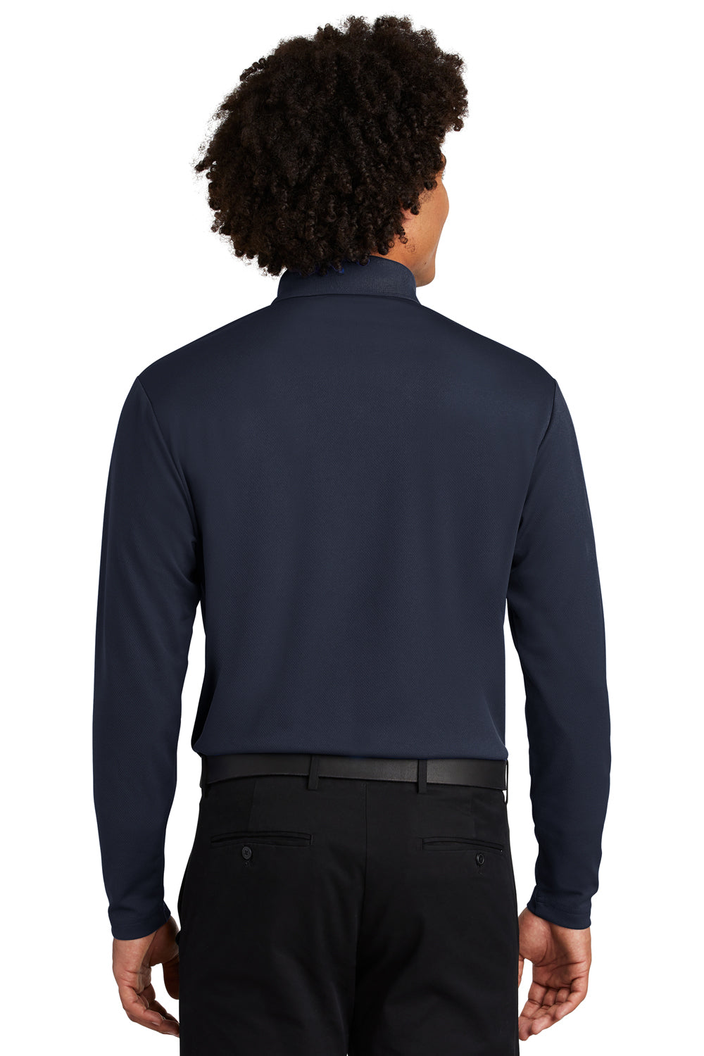 Sport-Tek Mens RacerMesh Moisture Wicking Long Sleeve Polo Shirt - True Navy Blue