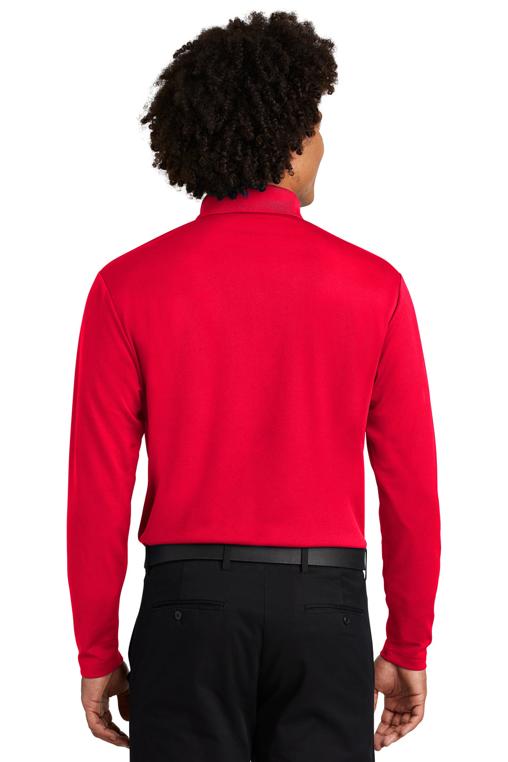 Sport-Tek Mens RacerMesh Moisture Wicking Long Sleeve Polo Shirt - True Red
