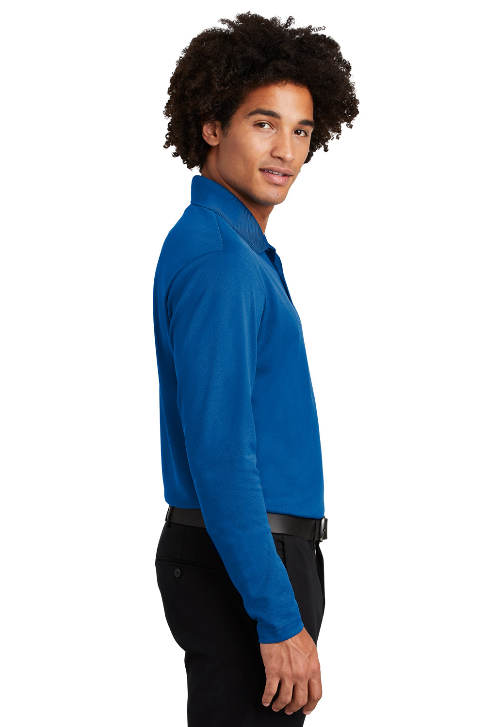 Sport-Tek Mens RacerMesh Moisture Wicking Long Sleeve Polo Shirt - True Royal Blue